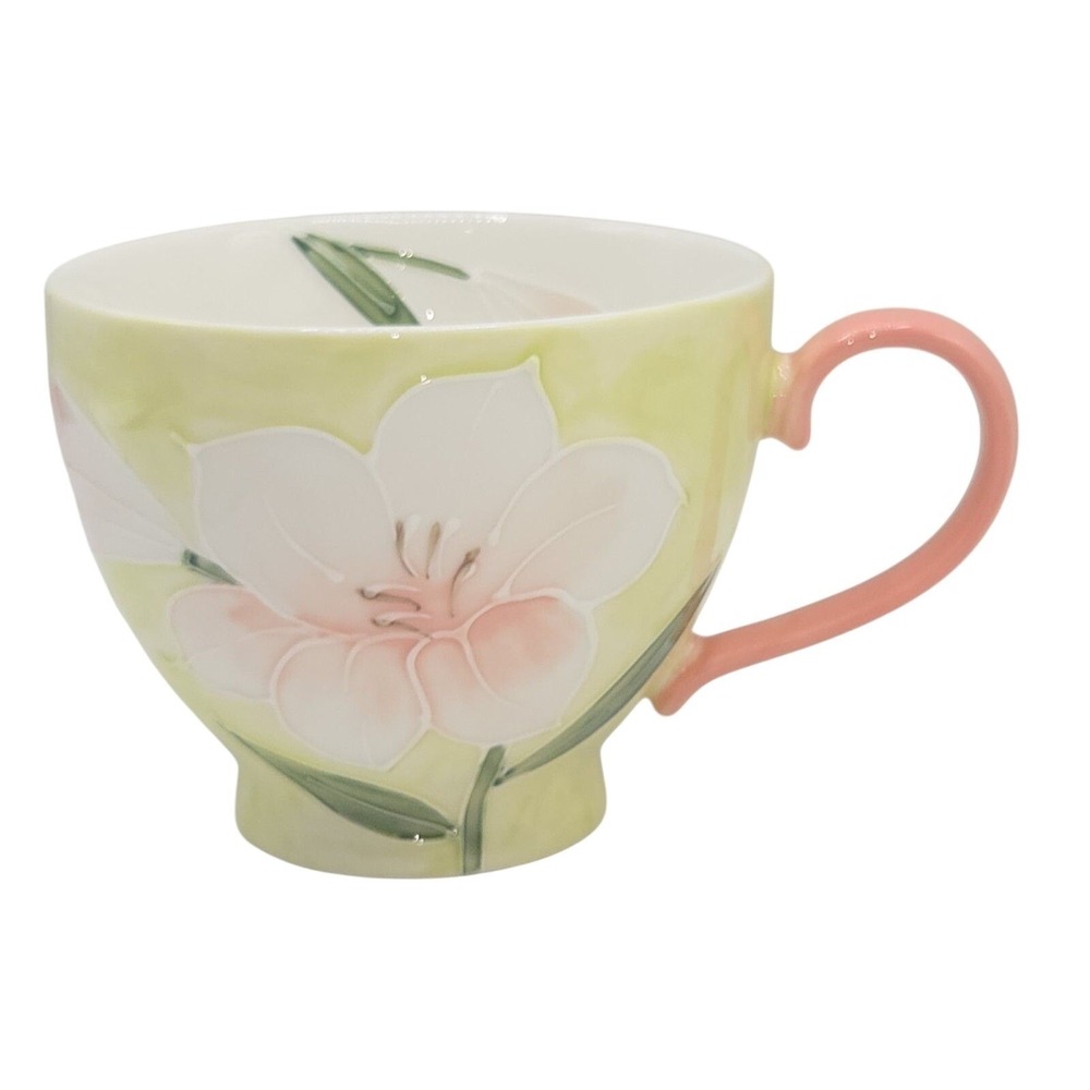 Petaluxe Raised Oriental Lily Coffee Mugs16oz Handcrafted Hand Painted Multi